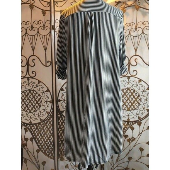 Mlle Gabrielle Womens Button Up Black White Stripe Shirt Dress  Size‎ PXL - Picture 4 of 12